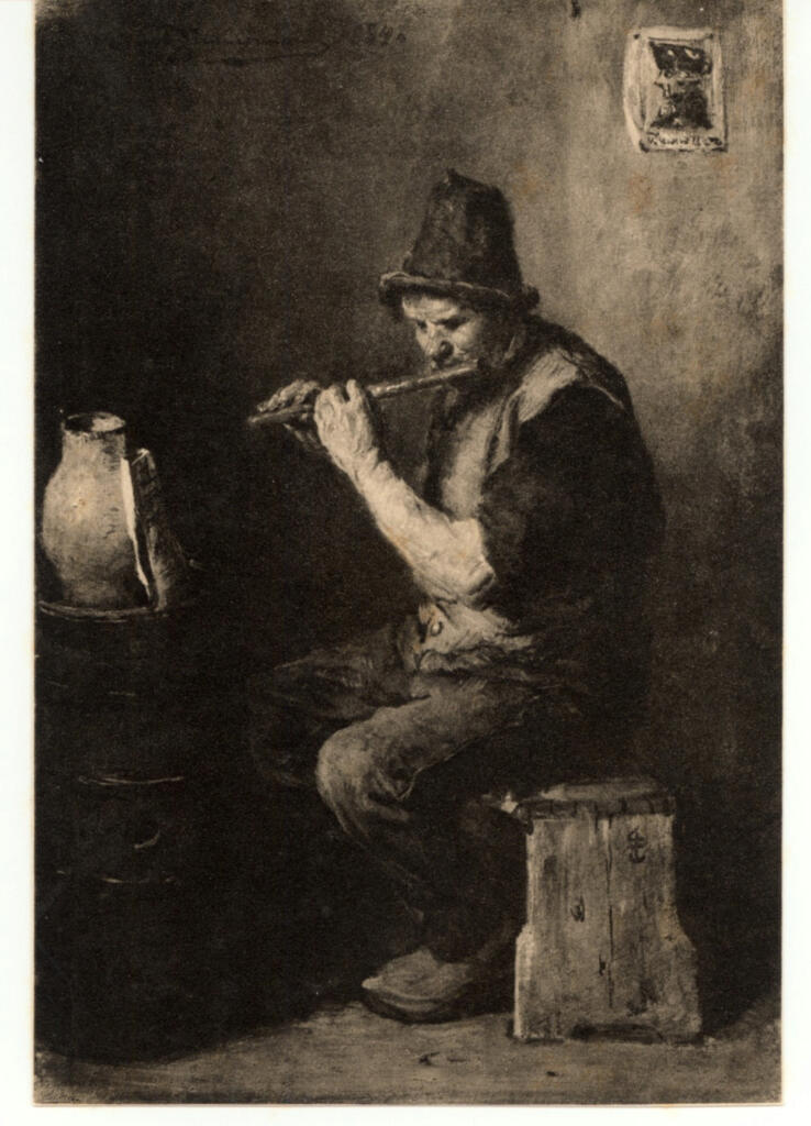 Anonimo , Zimmermann - sec. XIX - Suonatore di flauto , fronte