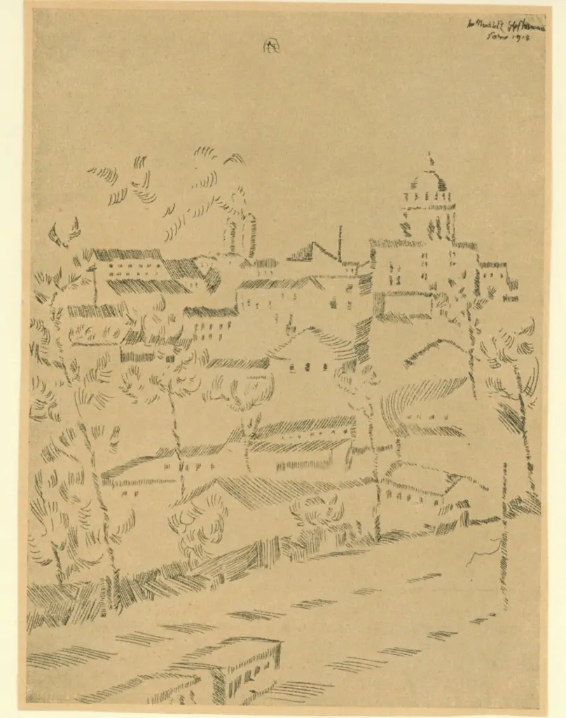 Achmann, Joseph , Pariser Landschaft mit Pantheon