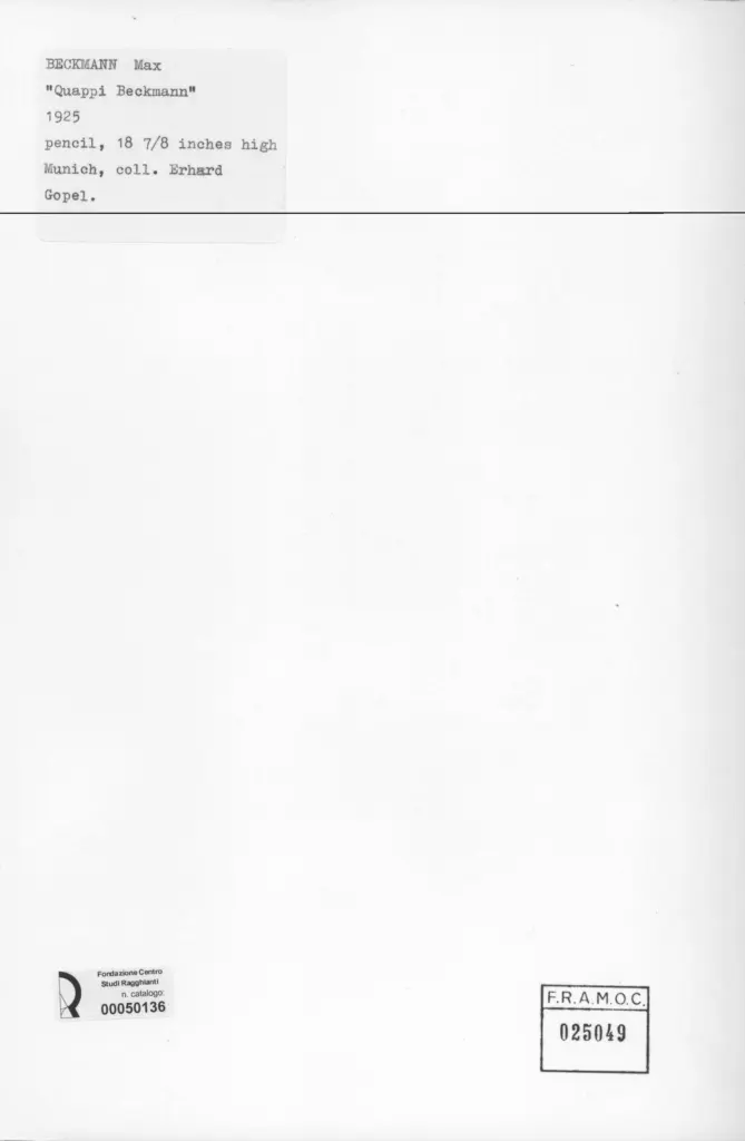 Anonimo , Beckmann, Max - sec. XX - Quappi Beckmann , retro