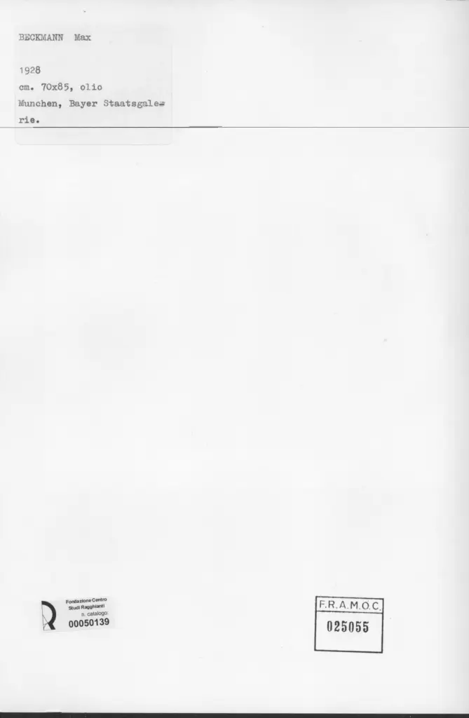 Anonimo , Beckmann, Max - sec. XX - Interno , retro