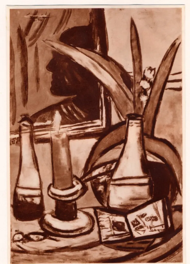 Beckmann, Max , Stilleben mit kerze und profil