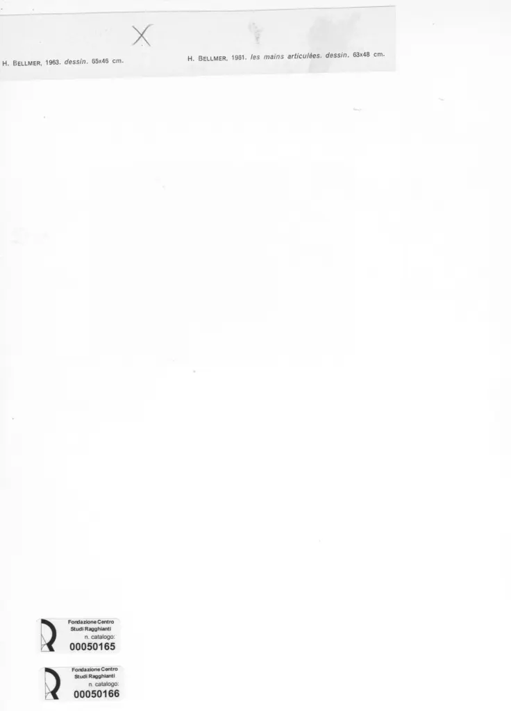 Anonimo , Bellmer, Hans - sec. XX - Disegno , retro