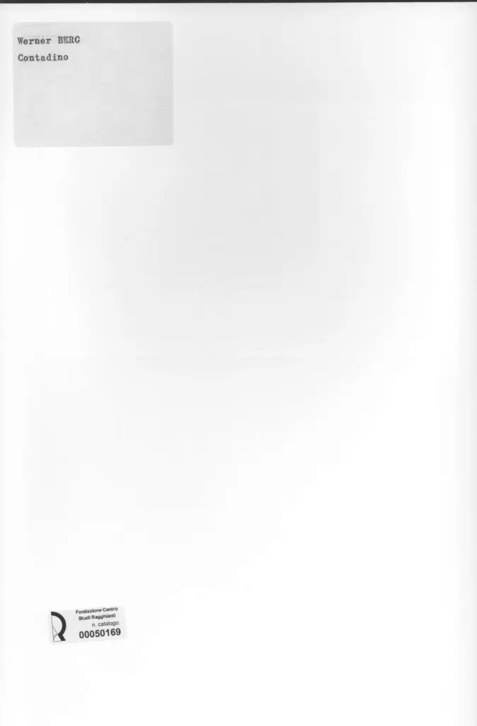 Anonimo , Berg, Werner - sec. XX - Contadino , retro