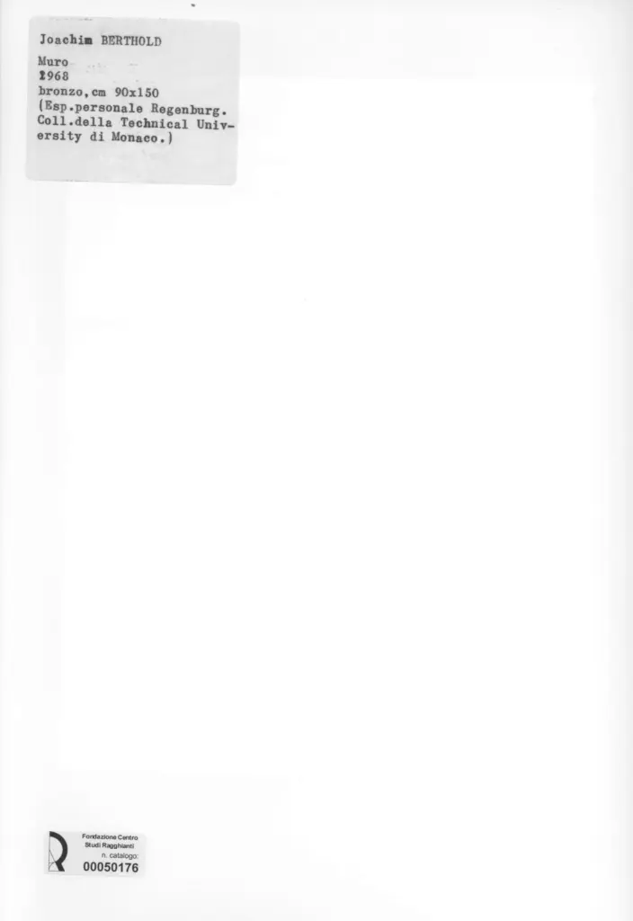 Anonimo , Berthold, Joachim - sec. XX - Muro , retro