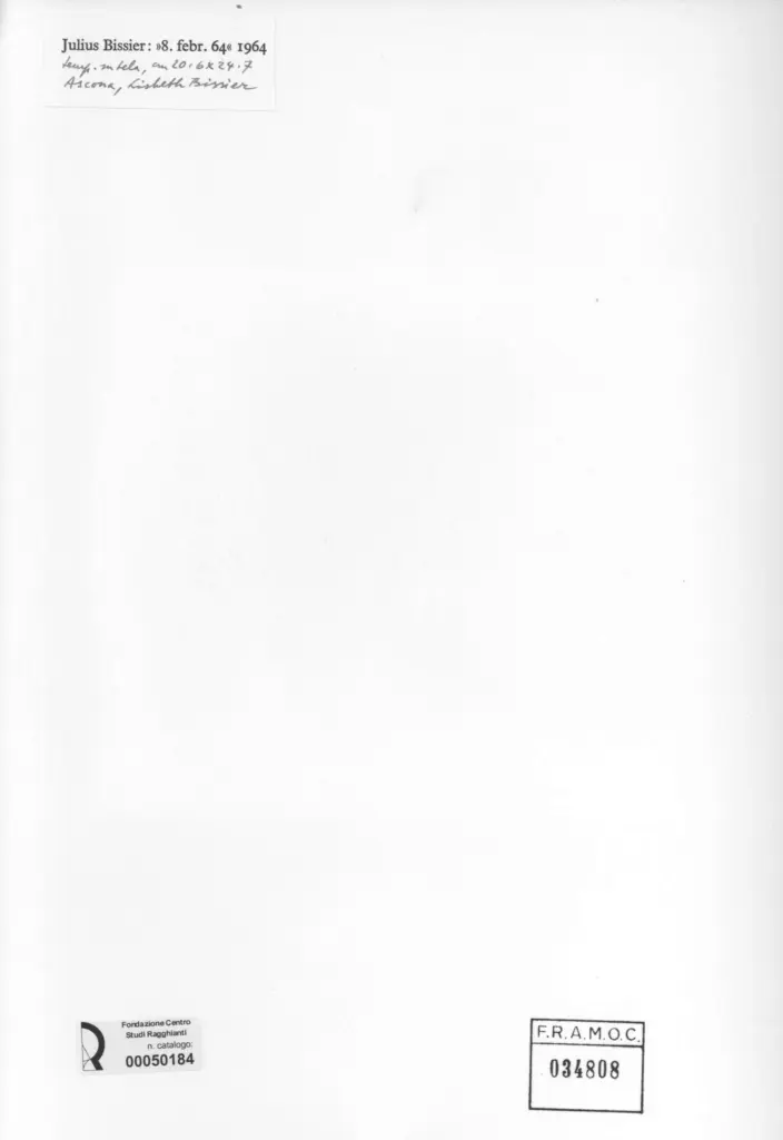 Anonimo , Bissier, Julius - sec. XX - Composizione astratta , retro