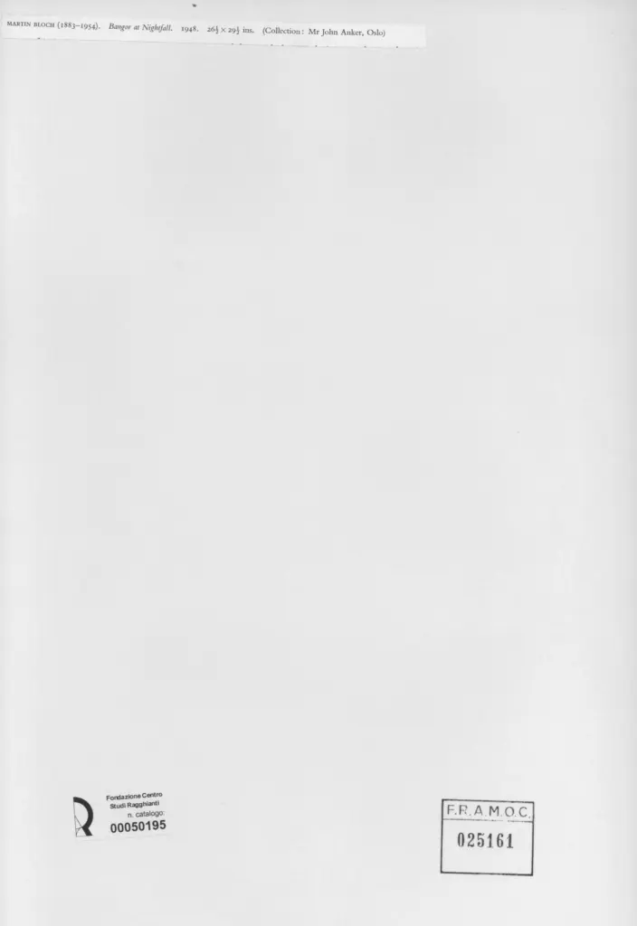 Anonimo , Bloch, Martin - sec. XX - Bangor at Nightfall , retro