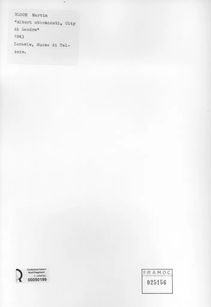 Anonimo , Bloch, Martin - sec. XX - Alberi abbronzati, City di Londra , retro