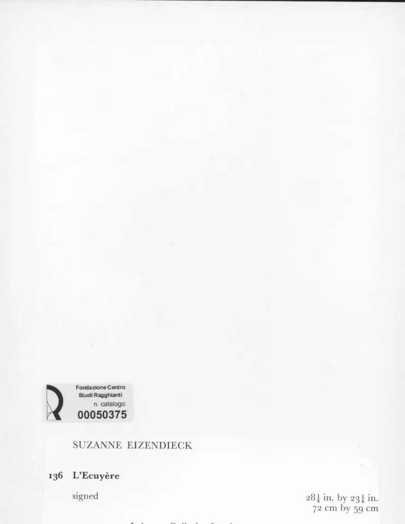 Anonimo , Eizendieck, Suzanne - sec. XX - L'Ecuyère , retro