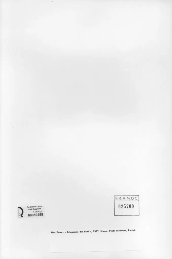 Anonimo , Ernst, Max - sec. XX - L'ingresso dei fiori , retro