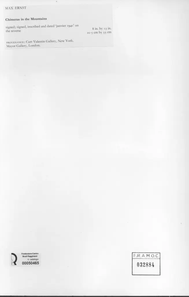 Anonimo , Ernst, Max - sec. XX - Chimeras in the Mountains , retro