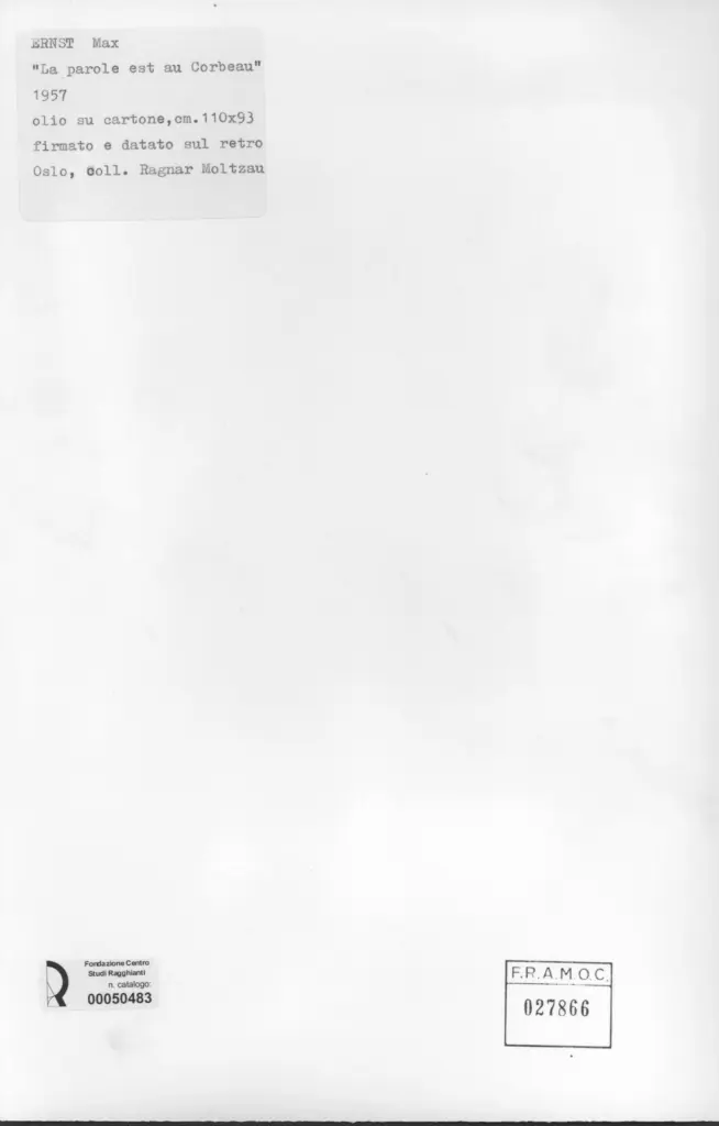 Anonimo , Ernst, Max - sec. XX - La parole est au Corbeau , retro