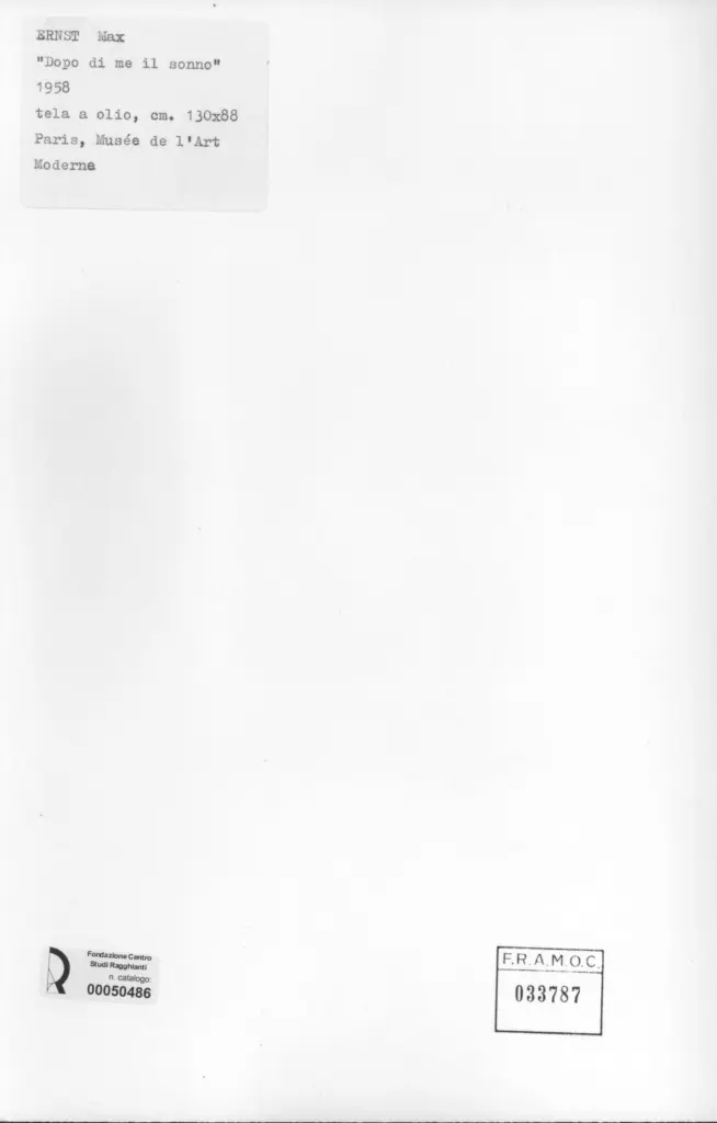 Anonimo , Ernst, Max - sec. XX - Dopo di me il sonno , retro