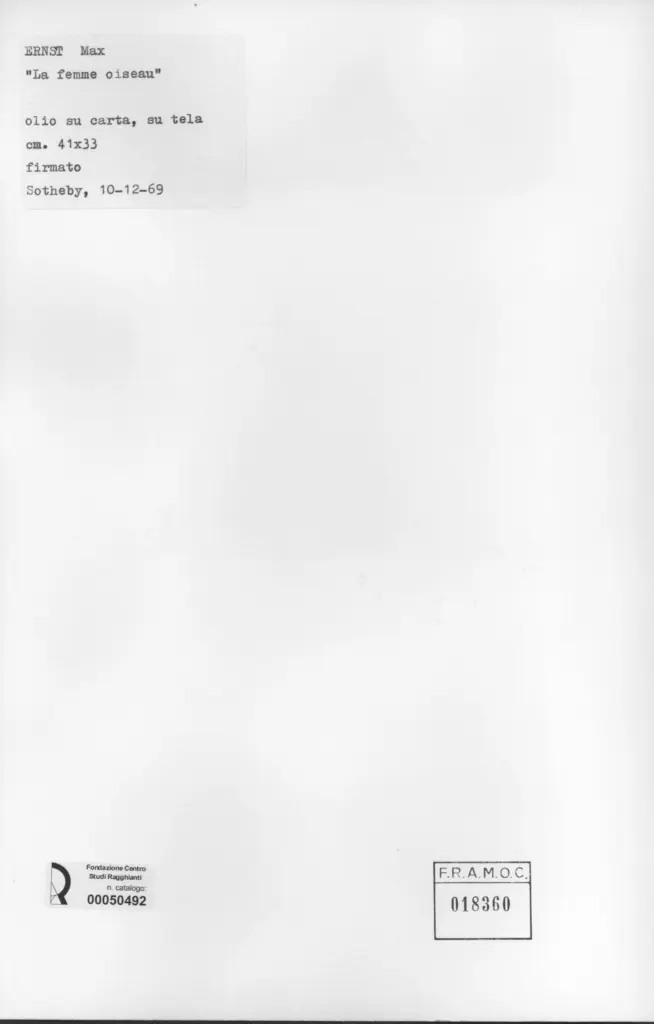 Anonimo , Ernst, Max - sec. XX - La femme oiseau , retro
