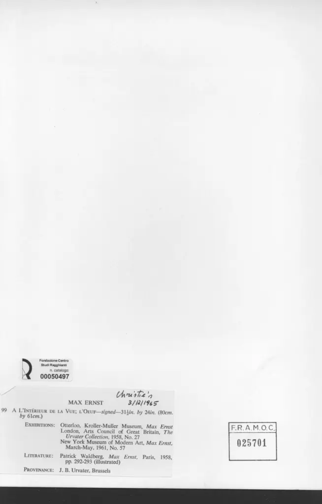 Anonimo , Ernst, Max - sec. XX - A l'interieur de la vue , retro