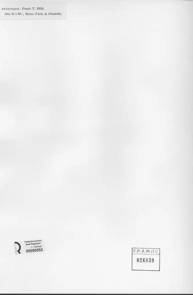 Anonimo , Feininger, Lyonel - sec. XX - Ponte V , retro
