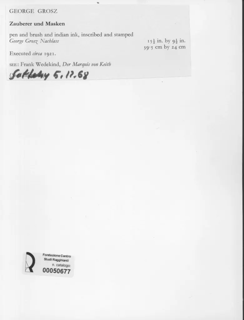 Anonimo , Grosz, George; sec. XX , retro