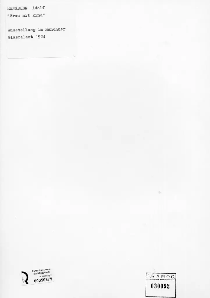 Anonimo , Hengeler, Adolf - sec. XX - Donna con bambino , retro