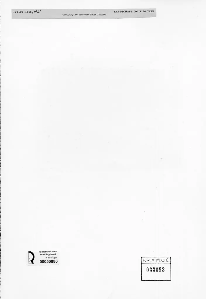 Anonimo , Hess, Julius - sec. XX - Paesaggio. Tetti rossi , retro