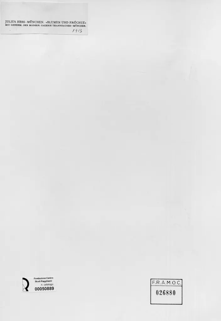 Anonimo , Hess, Julius - sec. XX - Fiori e frutta , retro