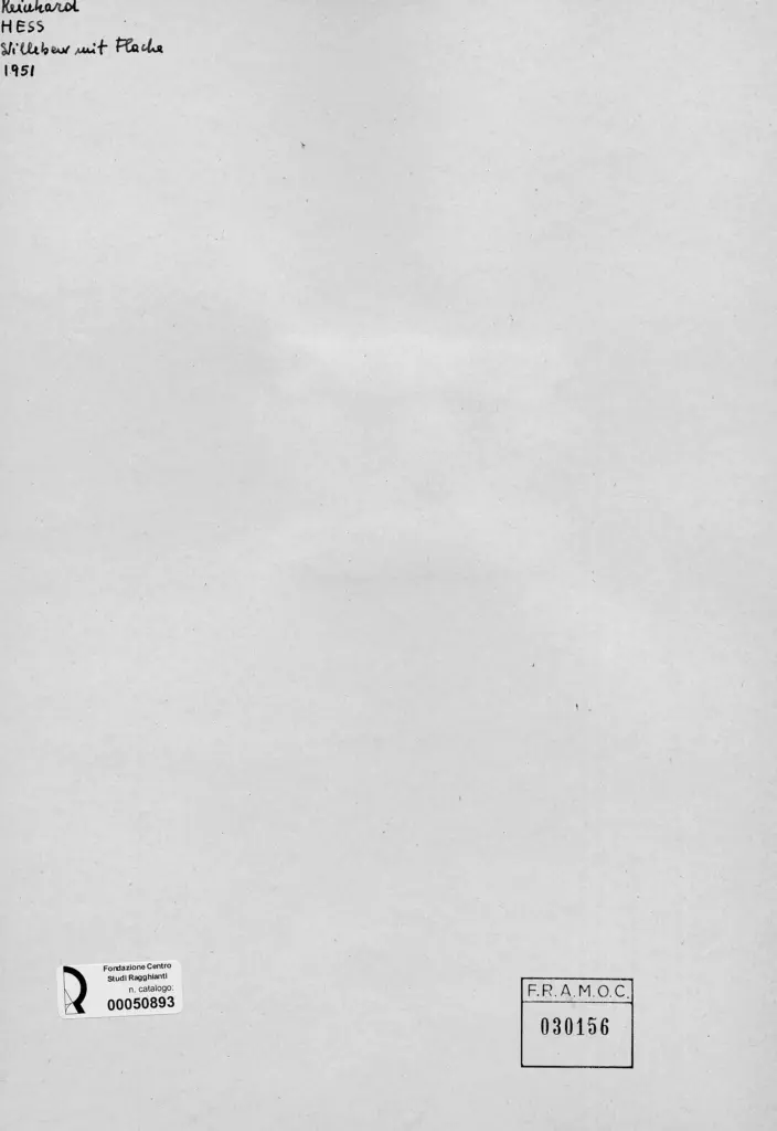 Anonimo , Hess, Reinhard - sec. XX - Natura morta con bottiglia , retro