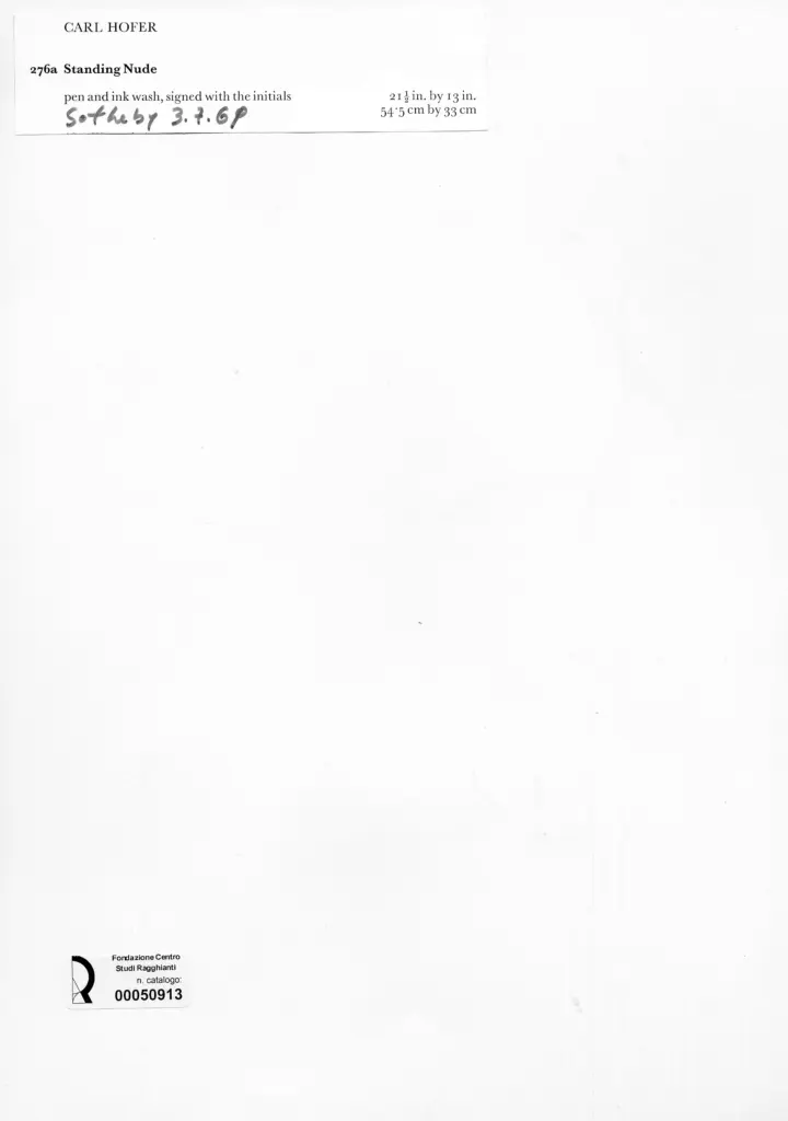 Anonimo , Hofer, Karl - sec. XX - Nudo in piedi , retro