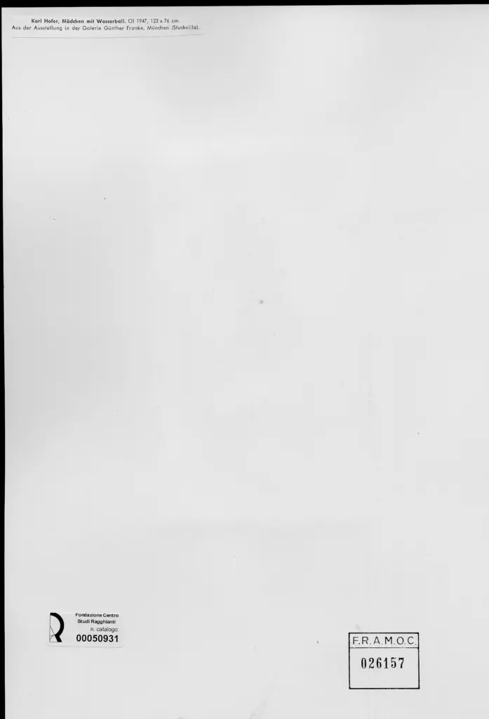 Anonimo , Hofer, Karl - sec. XX - Ragazza con pallone , retro