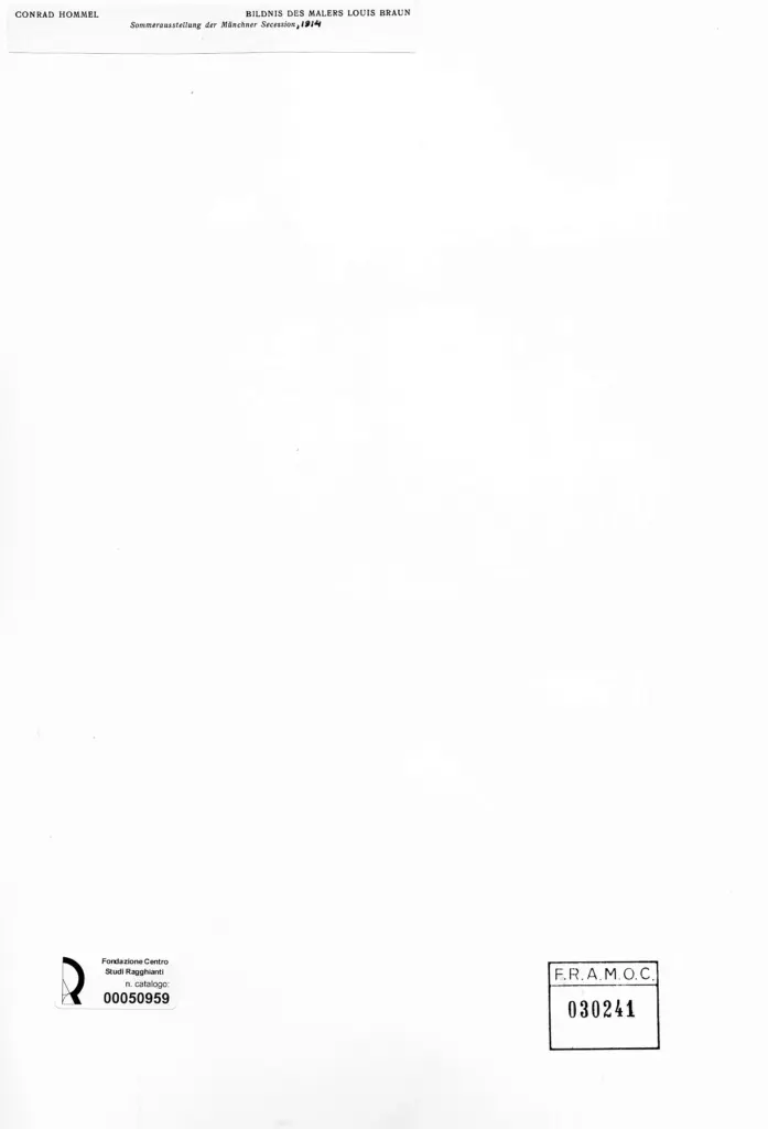Anonimo , Hommel, Conrad - sec. XX - Ritratto del pittore Louis Braun , retro