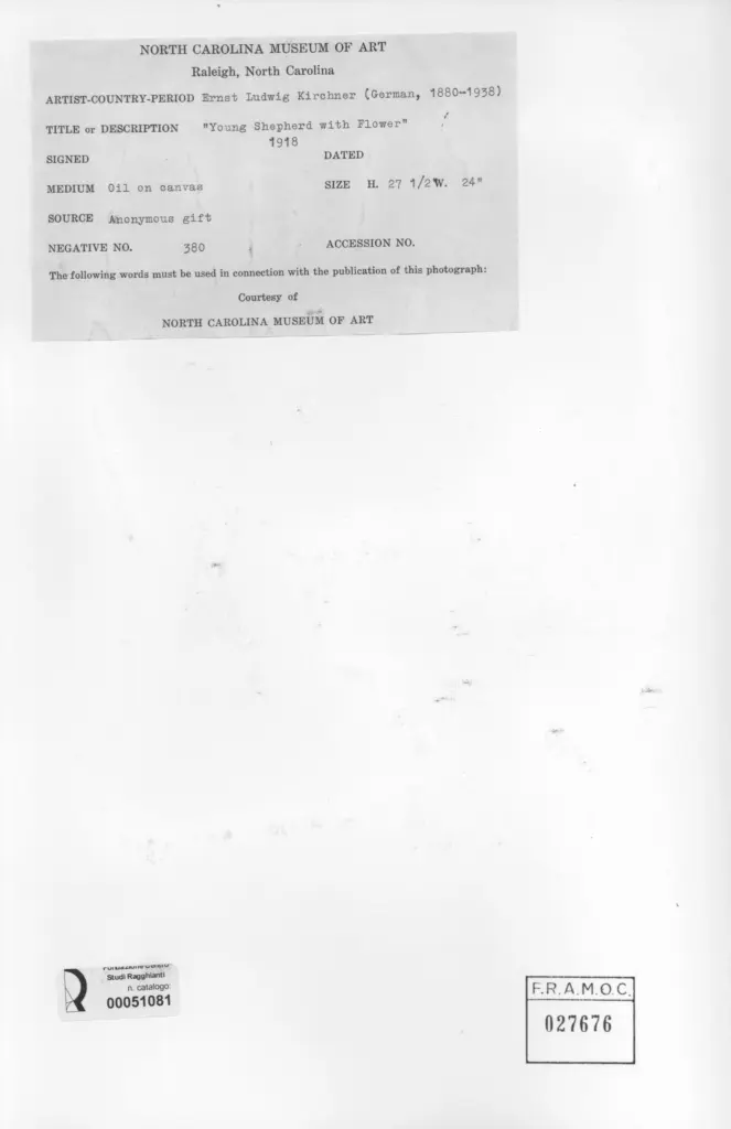 Anonimo , Kirchner, Ernest Ludwig - sec. XX - Young Shepherd with Flower , retro