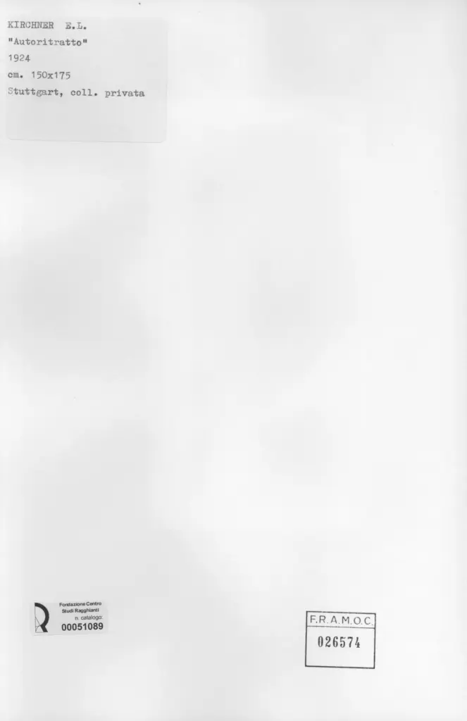 Anonimo , Kirchner, Ernest Ludwig - sec. XX - Autoritratto , retro