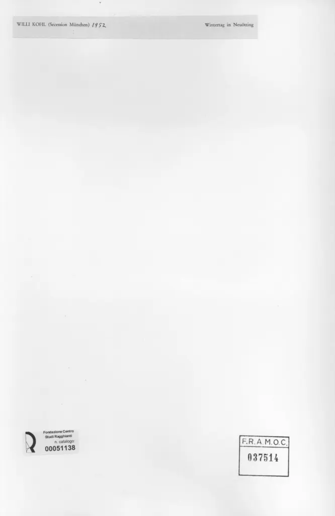 Anonimo , Kohl, Willi - sec. XX - Paesaggio innevato , retro