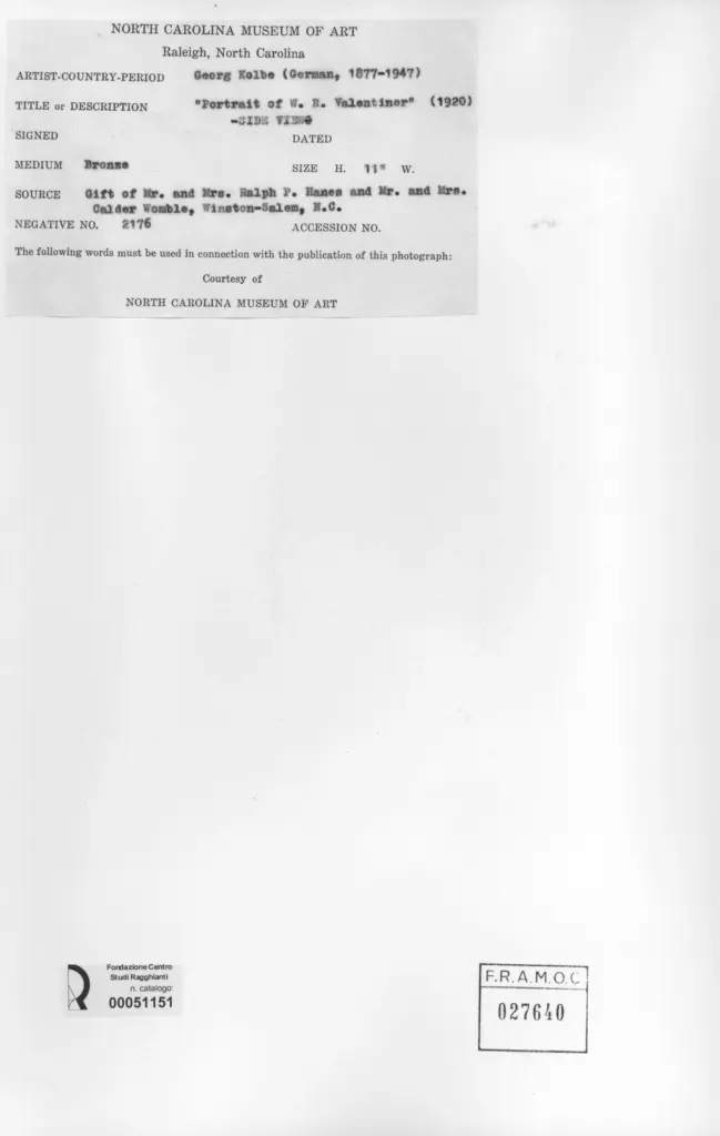 Anonimo , Kolbe, Georg - sec. XX - Portrait of W.R. Valentiner , retro