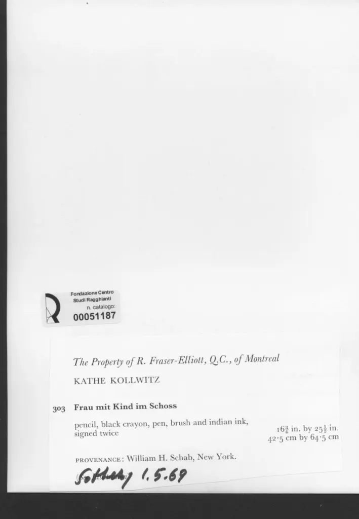 Anonimo , Kollwitz, Kathe - sec. XIX/ XX - Frau mit Kind im Schoss , retro