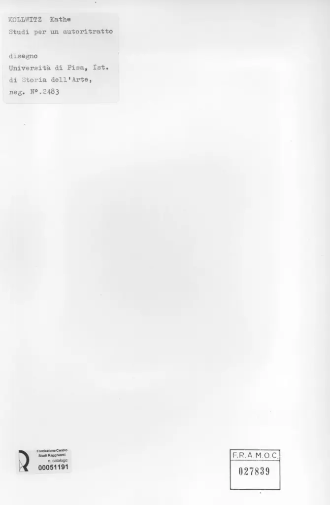 Anonimo , Kollwitz, Kathe - sec. XX - Studi per un autoritratto , retro