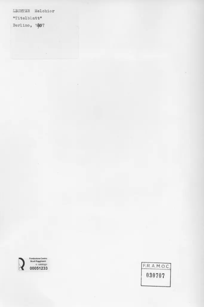 Anonimo , Lechter, Melchior - sec. XX - Titelbatt , retro