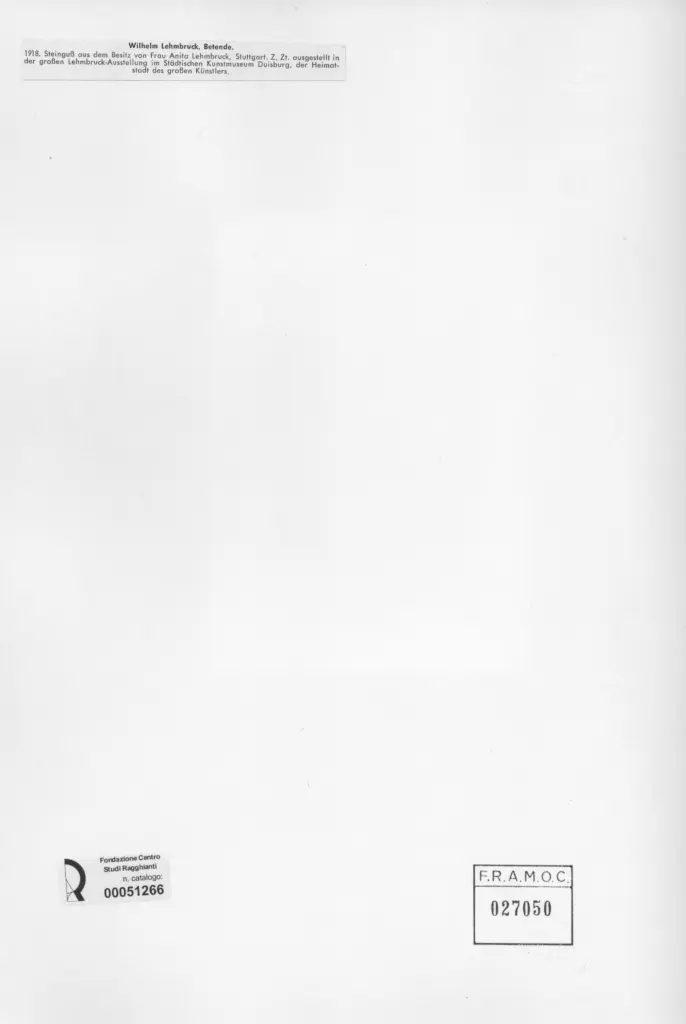 Anonimo , Lehmbruck, Wilhelm - sec. XIX/ XX - Batente , retro