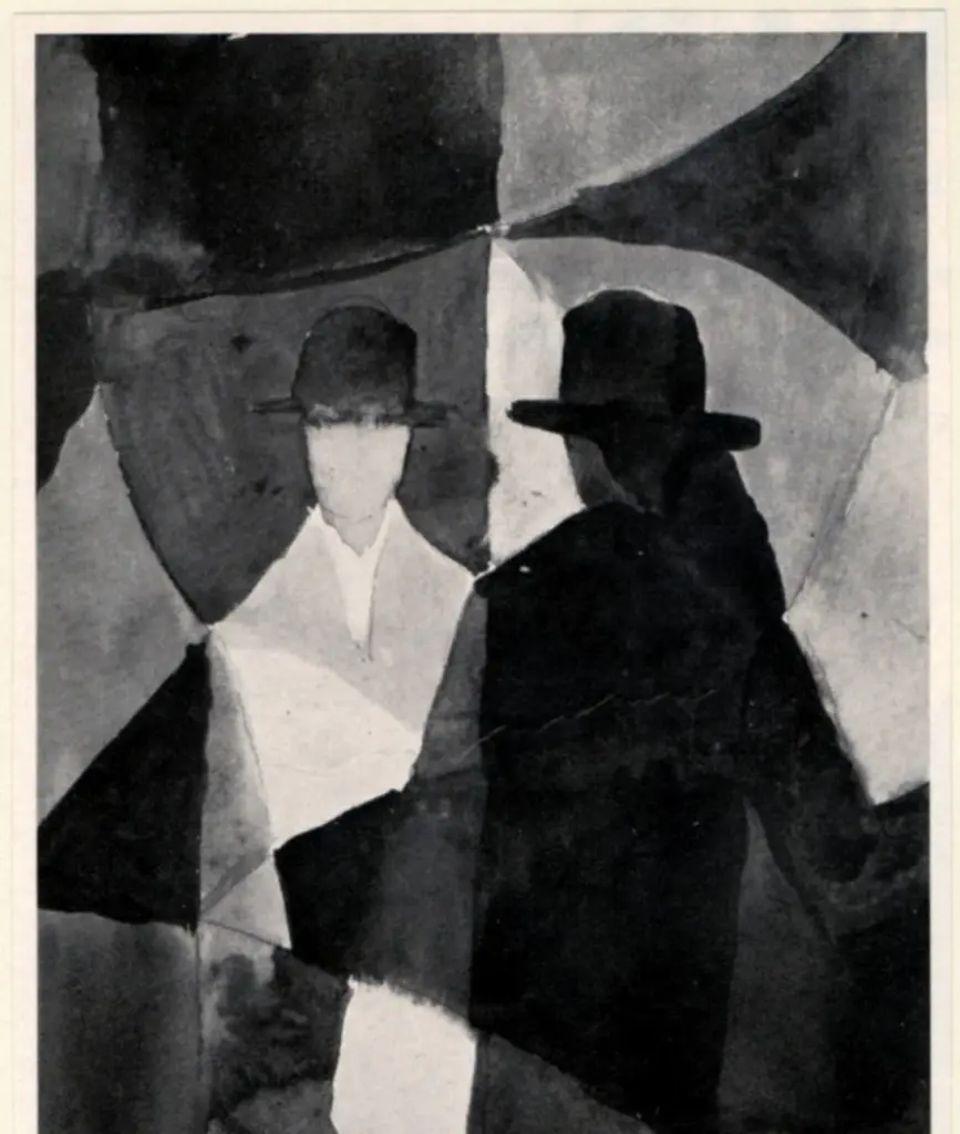 Anonimo , Macke, August - sec. XX - Zwe M&auml;nner mit hunt