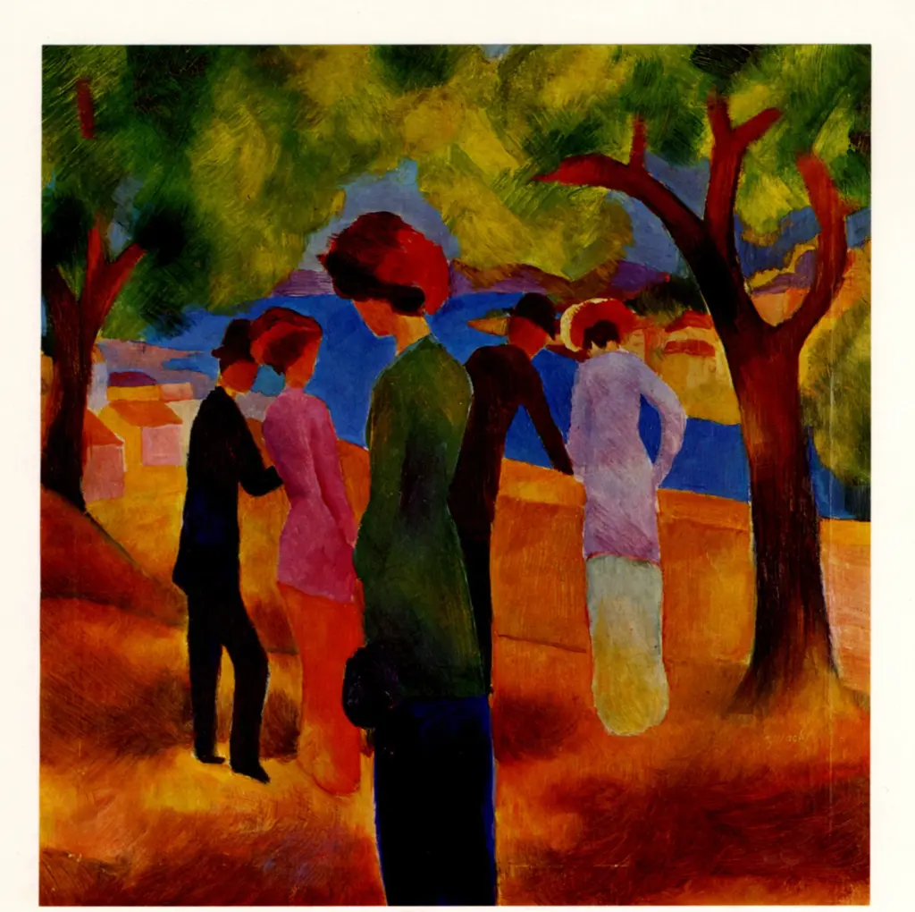 Macke, August , Dame in gr&uuml;ner Jacke