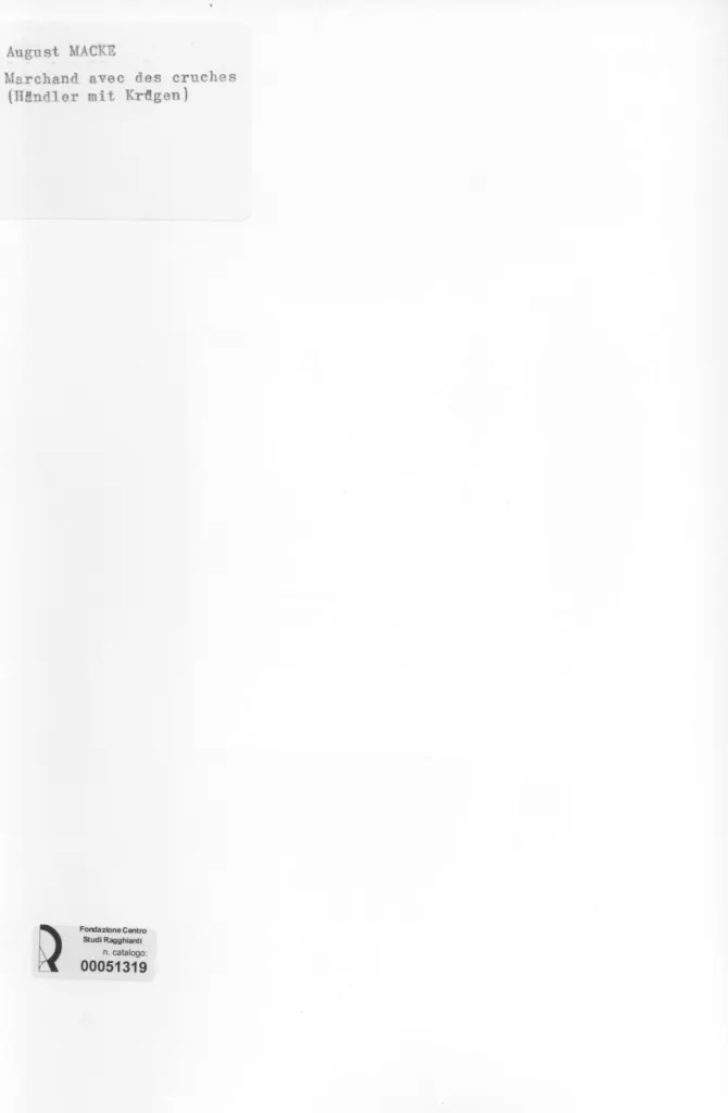 Anonimo , Macke, August - sec. XX - Commerciante con brocche , retro