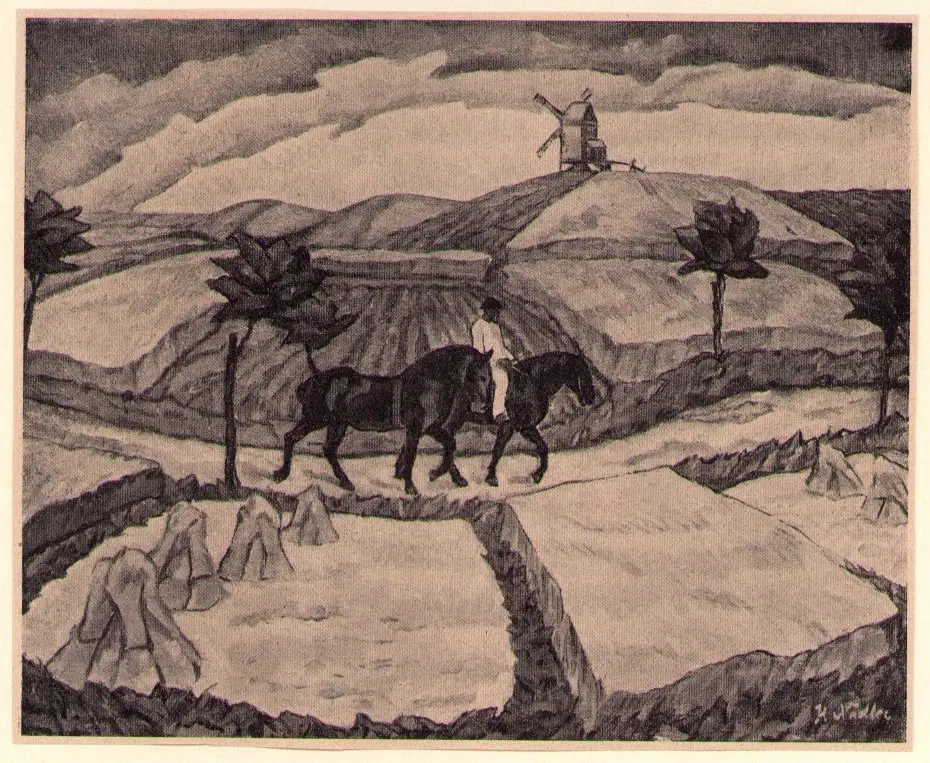 Nadler, Hans , Landschaft mit pferden -