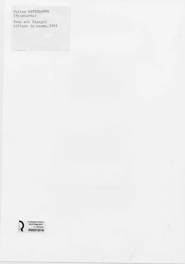 Anonimo , Ostermayer, Walter - sec. XX - Donna con pappagallo , retro