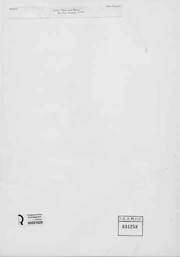 Anonimo , Pankok, Otto - sec. XX - Ritratto di Pataran , retro