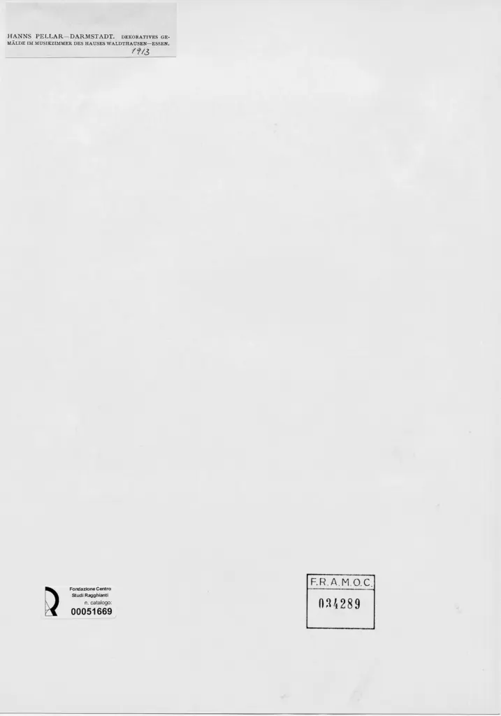Anonimo , Pellar, Hans - sec. XX - Dipinto decorativo nella sala della musica della casa Waldthausen-Essen , retro