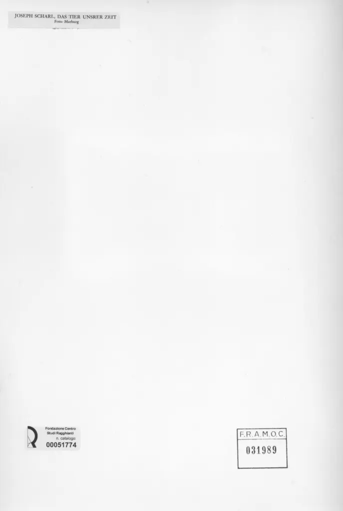 Bildarchiv Foto Marburg , Scharl, Joseph - sec. XX - Das Tier Unsrer Zeit , retro