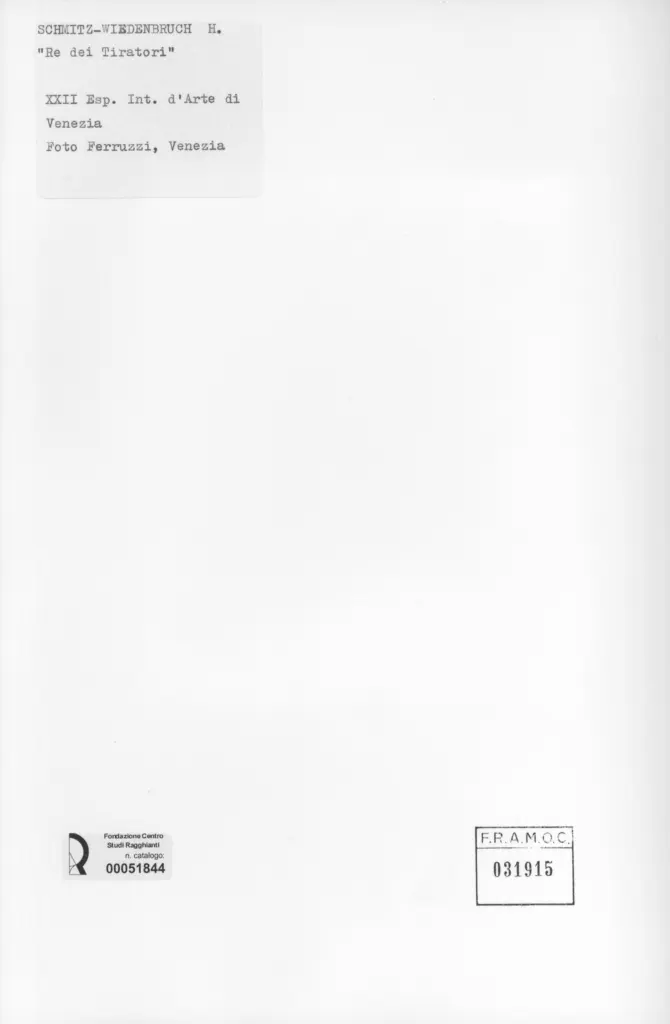 Fotografia Ferruzzi , Schmidt - Weidenbruch, H. - sec. XX - Re dei Tiratori , retro