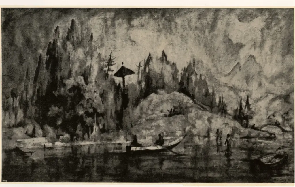 Anonimo , Sch&uuml;lein, Julius Wolfgang - sec. XIX/ XX - Abend am see , fronte