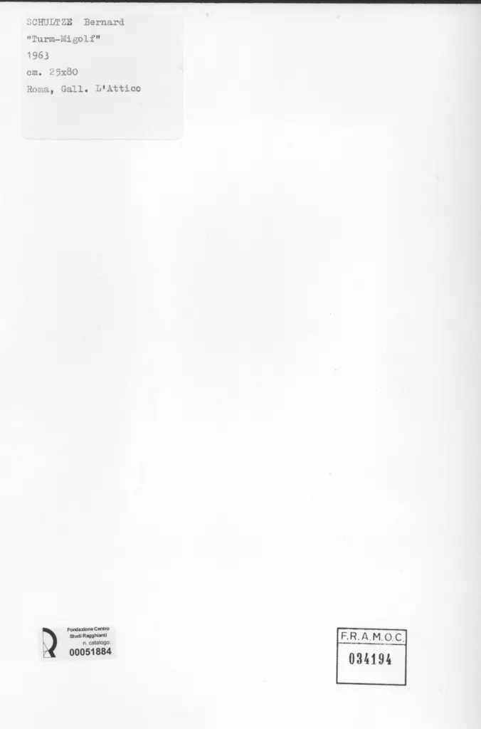 Anonimo , Schultze, bernard - sec. XX - Turm - Migolf , retro