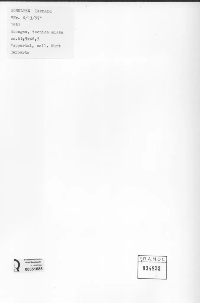 Anonimo , Schultze, Bernard - sec. XX - Composizione a colori , retro