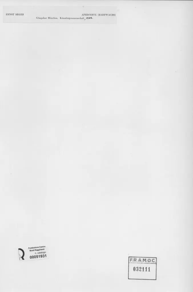 Anonimo , Seger, Ernst - sec. XX - Aphrodite , retro