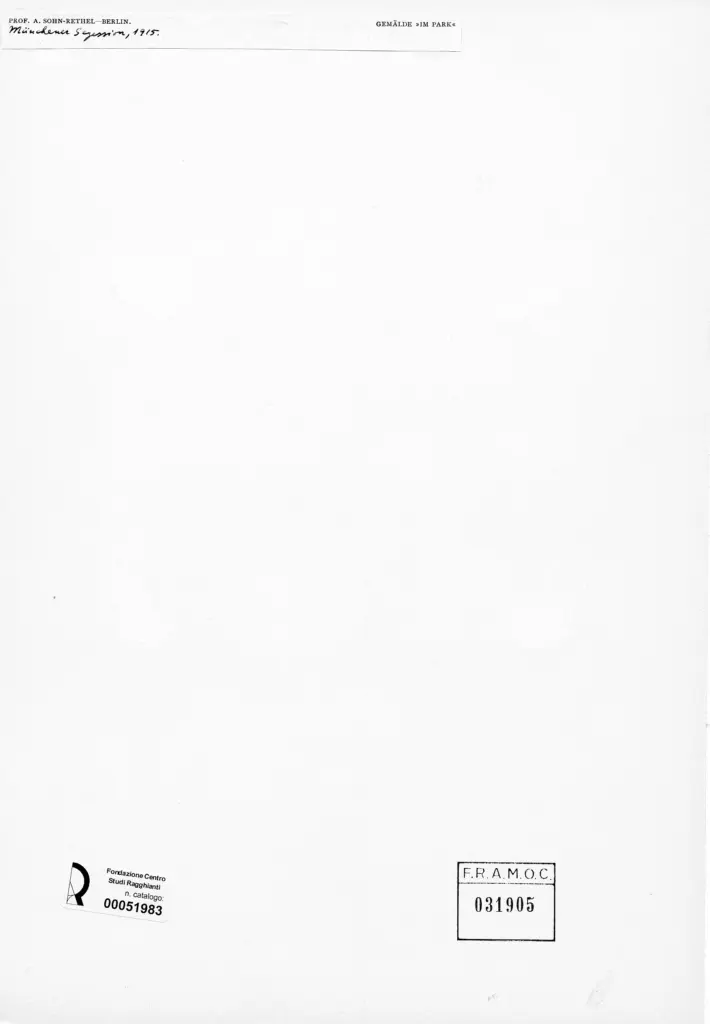 Anonimo , Sohn-Rethel, Otto - sec. XX - Nel parco , retro