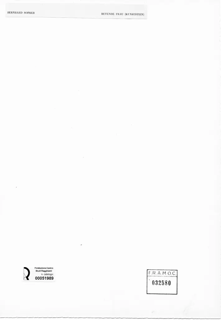 Anonimo , Sopher, Bernhard - sec. XIX/ XX - Donna che prega , retro